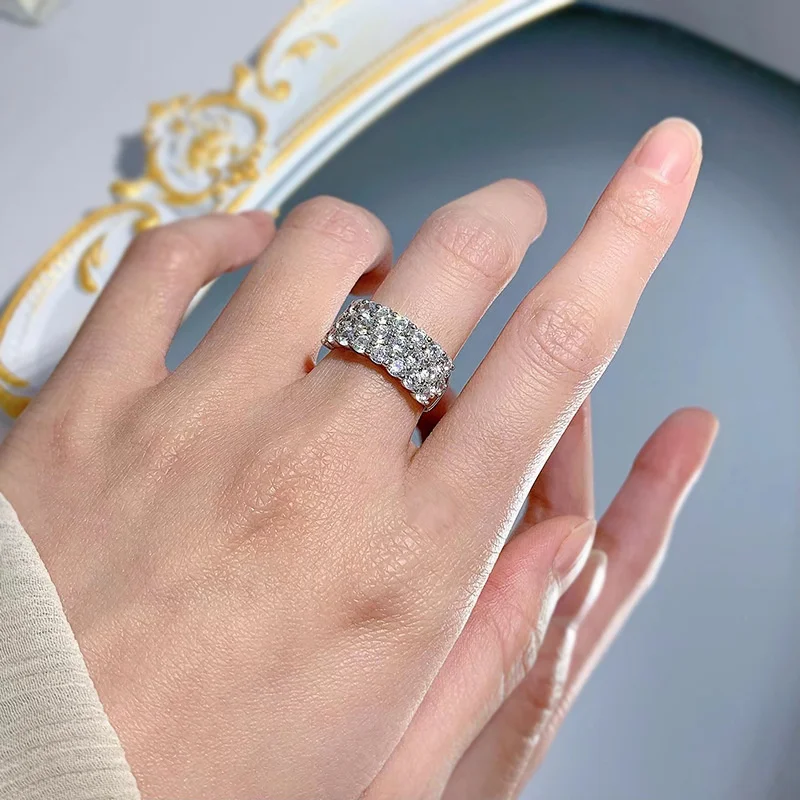 GICA GEMA 100% 925 Sterling Silver Full Round Simulated Moissanite Diamond Wedding Engagement Ring For Women Fine Jewelry Gift