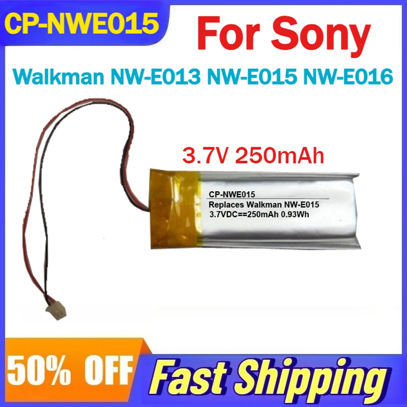 

3.7V 250mAh CP-NWE015 Rechargeable Battery For Sony Walkman NW-E013 NW-E015 NW-E016 Music Player Batteries Accessories