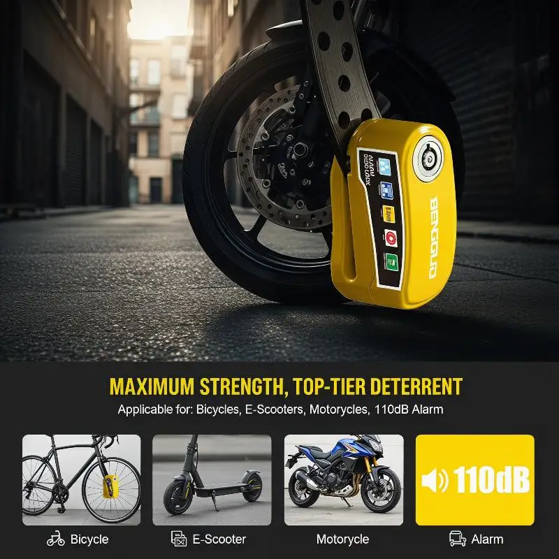 Motorbike Bicycle Scooter Alarm Disc Brake Lock Wireless Anti Theft Security System view 2