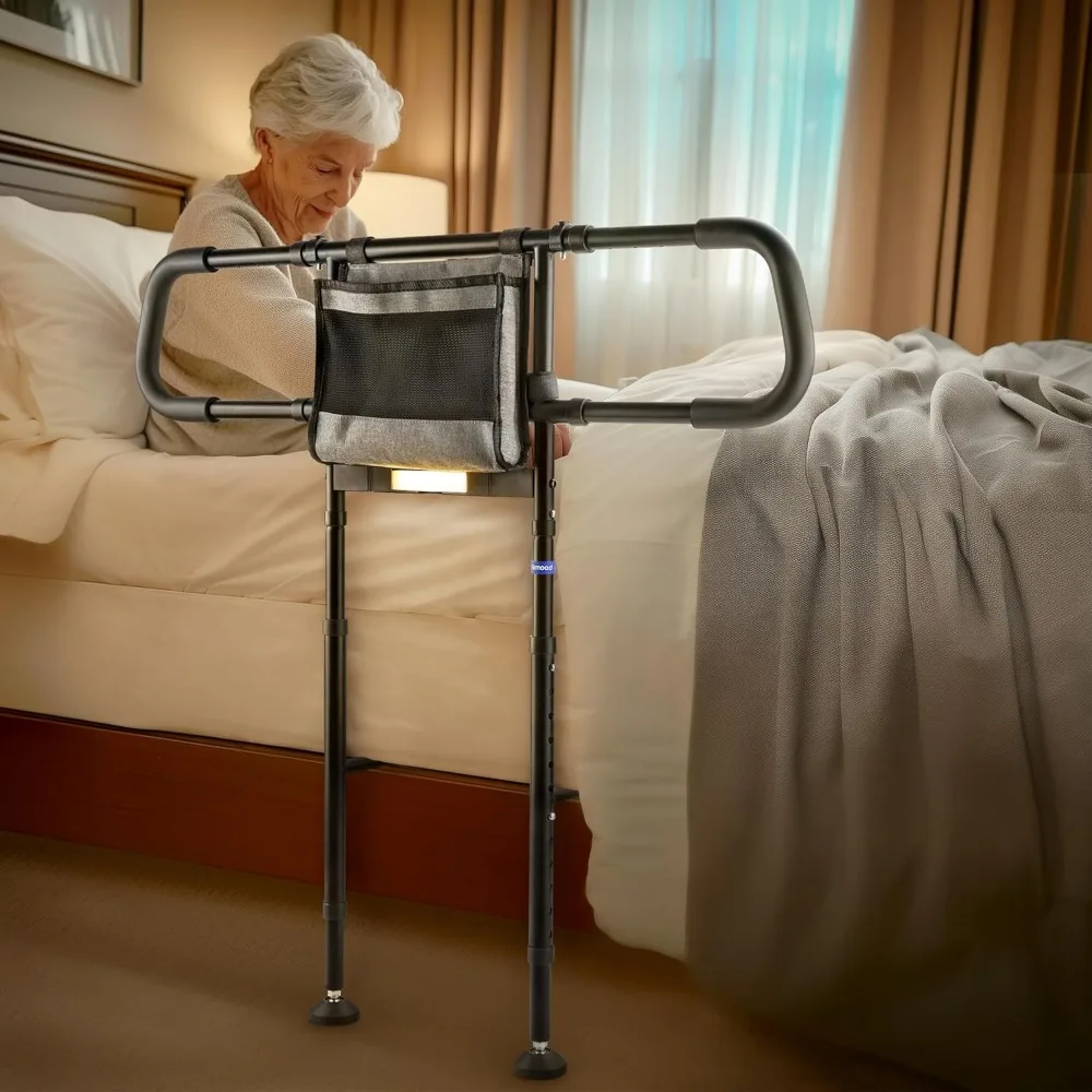 

C4 PRO Bed Rails for Elderly Adults Safety with Extension Legs, Adjustable Heights Bed Cane with Widened Handrail, Stable Bed As