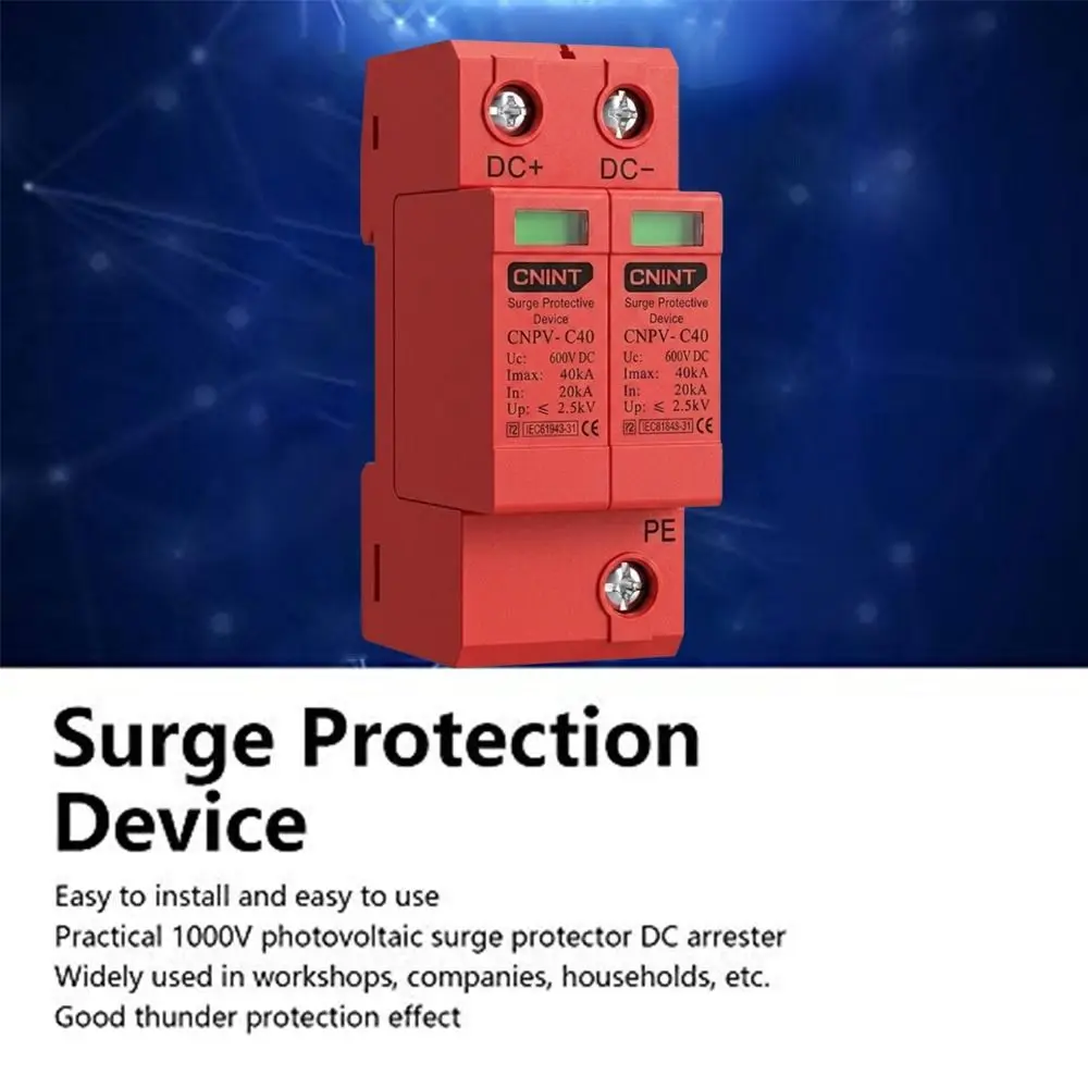 DIN Rail Surge Protective Device PV System Easy To Install Voltage Protector Longevity Visual Window Low-voltage Arrester