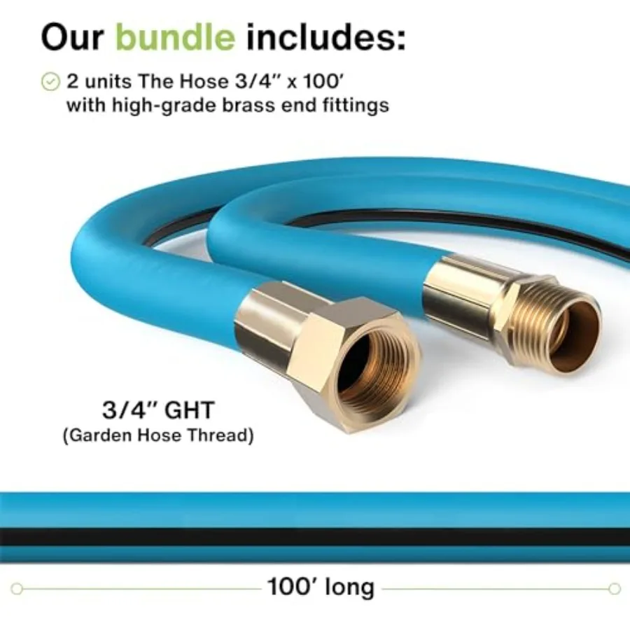Aeromixer THE HOSE 2 Pack 3 4 بوصة خرطوم حديقة 100 قدم خراطيم حديقة تجارية خراطيم مياه صناعية شديدة التحمل لـ Ou
