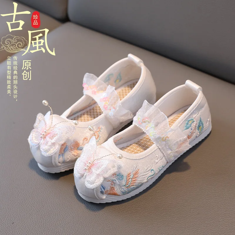 

Обувь в стиле Хань для девочек: старинные пекинские детские тканевые туфли ручной работы в китайском стиле, вышитые.