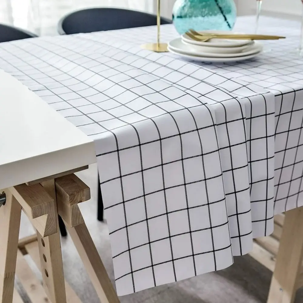 New PEVA Tablecloth Waterproof Oilproof Antifouling Table Cover Rectangula Grid Tablecloth Home Kitchen