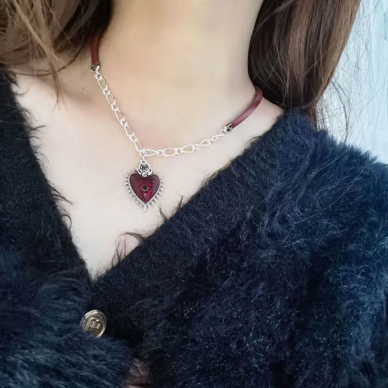 Hot Sexy Velvet Ribbon Heart Bow Choker for Women Cross Fairy Clavicle Necklace Lady Jewelry Accessories Girl Gift Wholesale