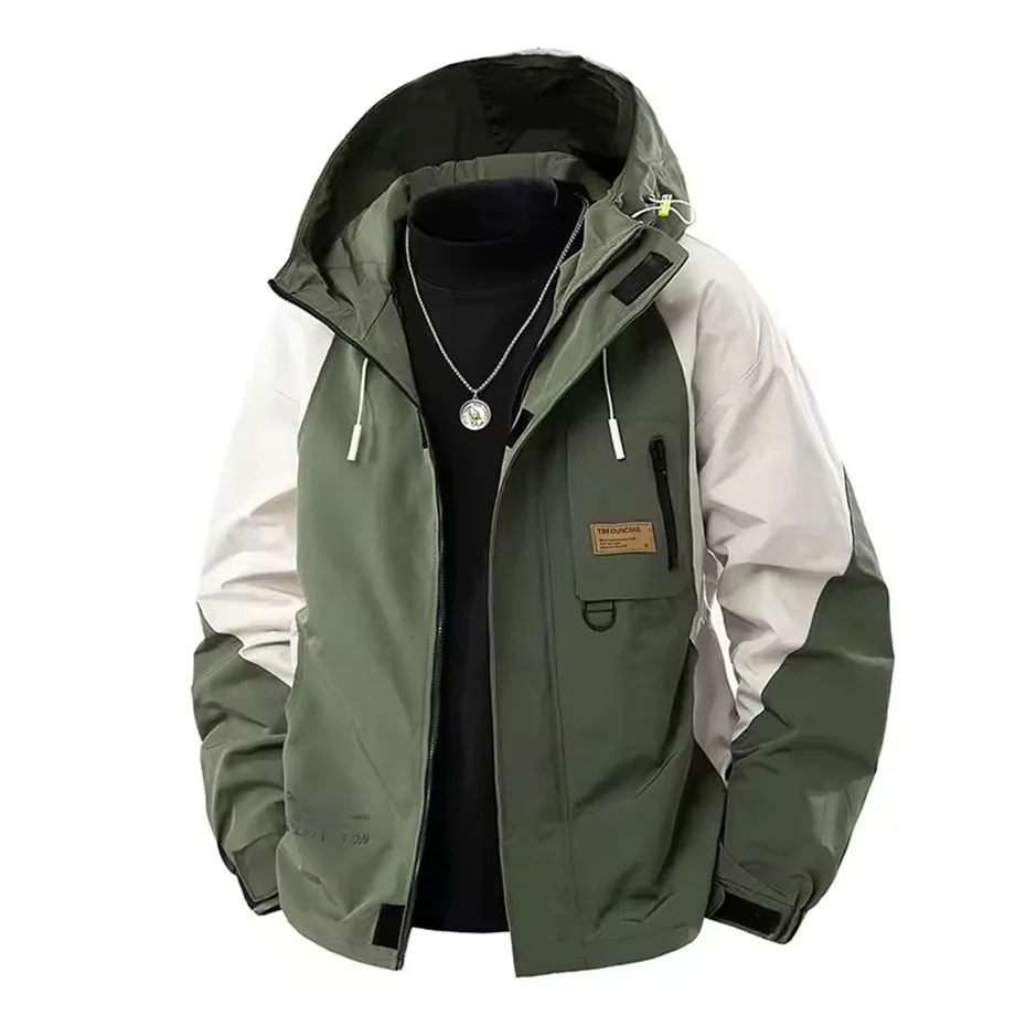 8XL Plus Size Cargo Windbreaker Jacket Men Spring Autumn Camp Coat Fashion Casual Patchwork Jacket Coat Male Outerwear Outdoor
