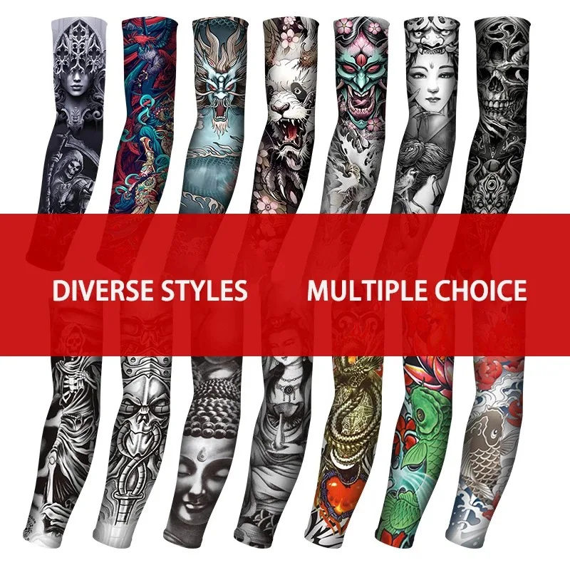 Summer Tattoo Sleeves Ice Silk Golf Sports Sun-proof Cycling Men Cool Personalized Driving Women Fishing Elastic Arm Warmer