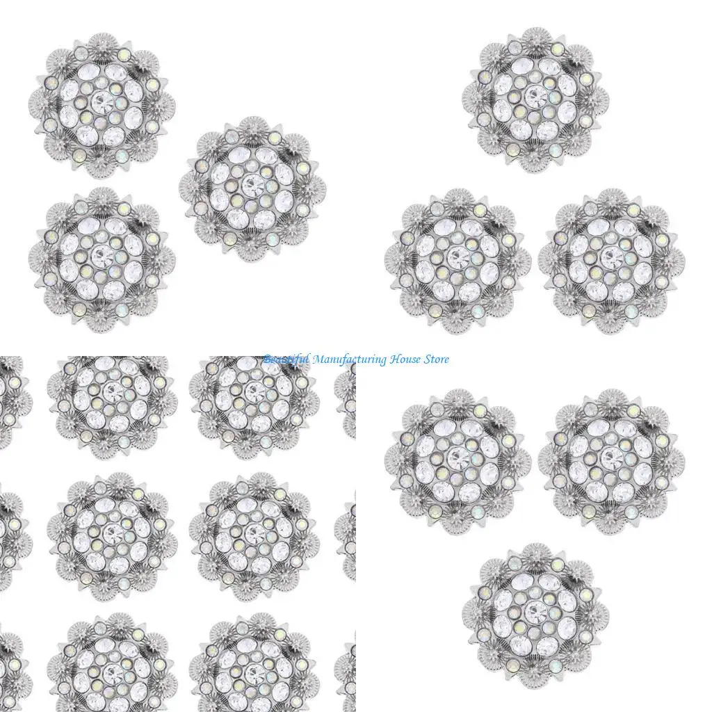 E56A 3Pieces Multiuse Rhinestones Buckle Waist Belt Decors For Daily Wear And Special Occasion Crafting Leather Project Button