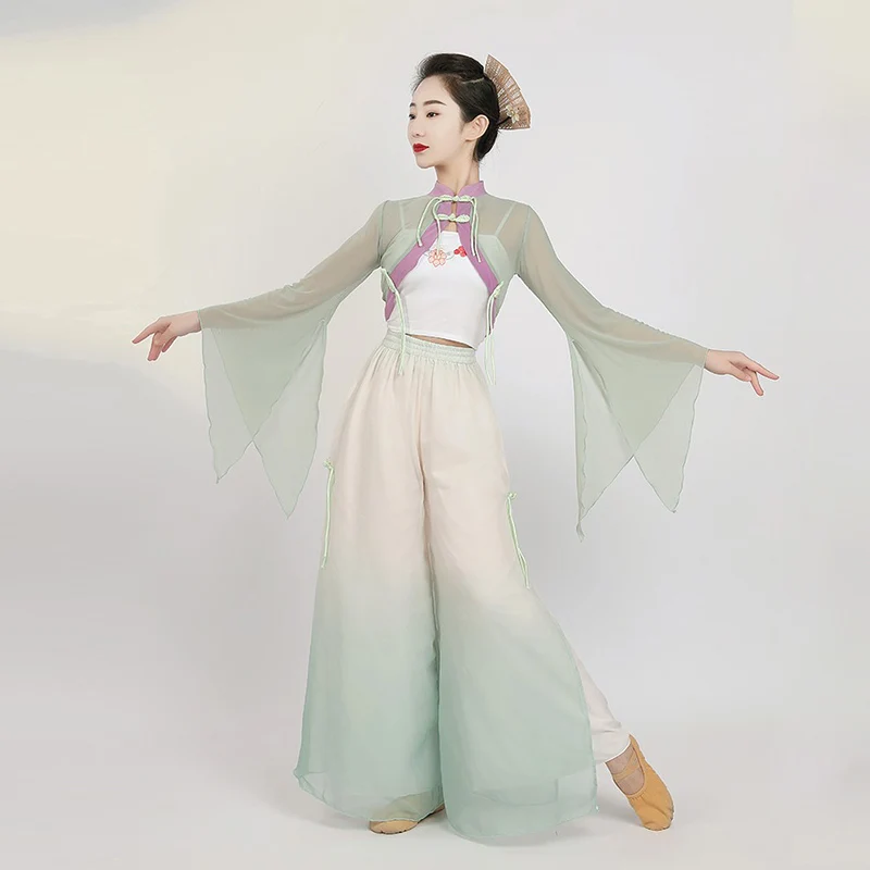 Classical dance costume female elegant Chinese style national body rhyme gauze dress Chinese dance dance training suit new suit