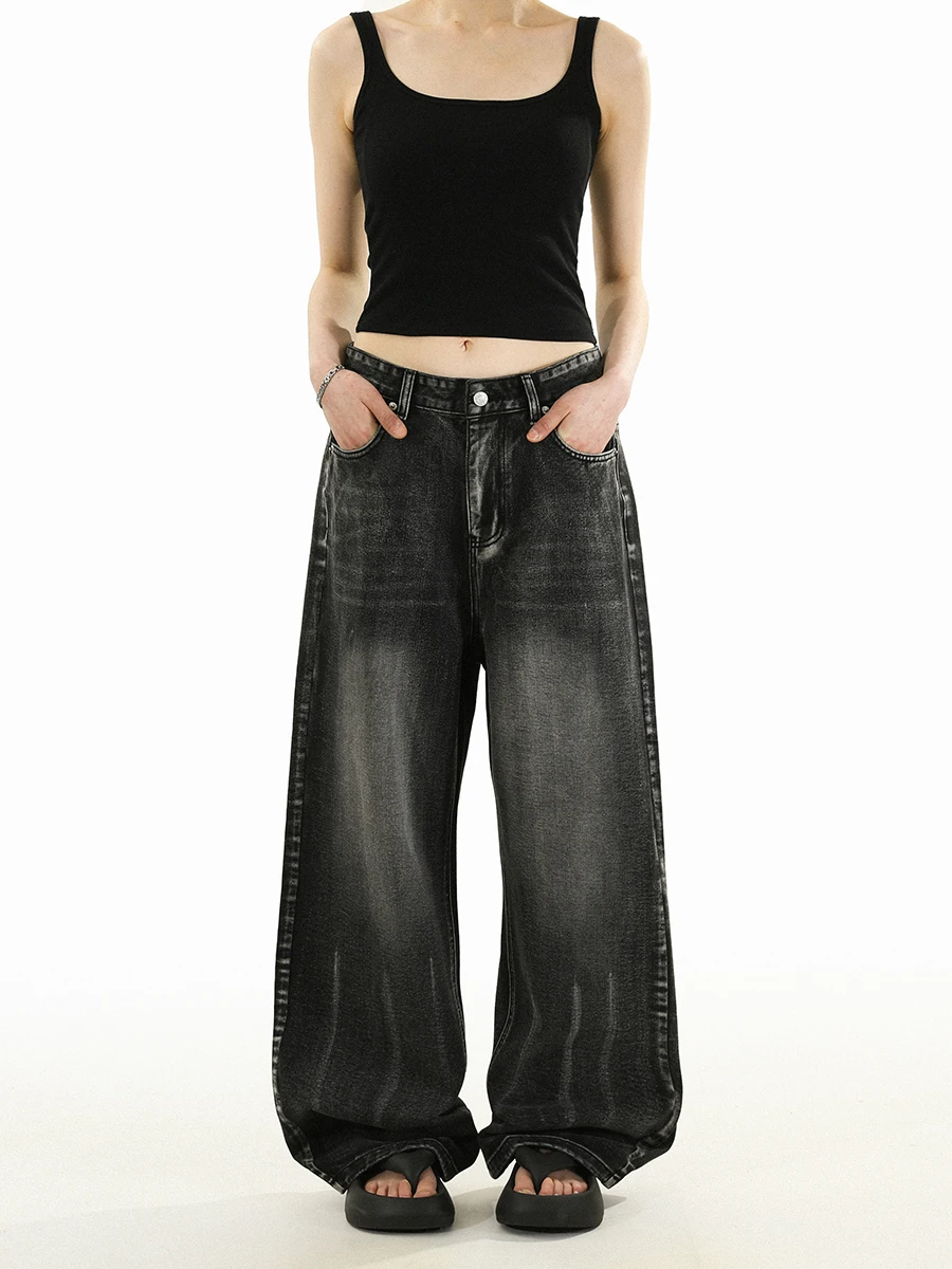 

Джинсы унисекс в американском ретро-стиле с вышивкой, винтажные, свободного прямого кроя, модные, для молодежи, повседневные