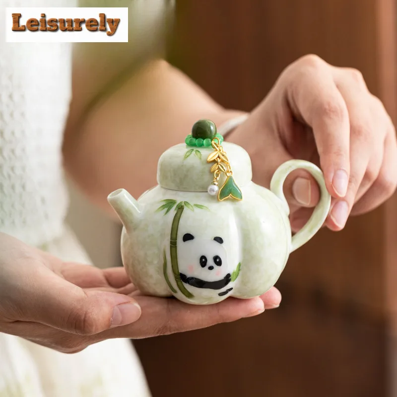 

150 мл ручная роспись панда тыква чайник роскошный чайник чайник чайник с ситечком для чайных аксессуаров украшения