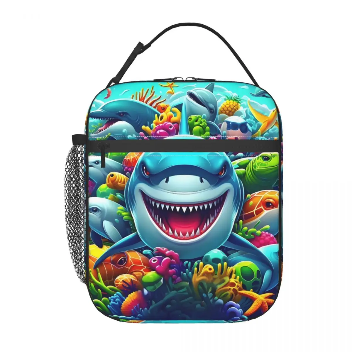 アニメファインディングニモサメランチバッグ女性クーラー暖かいコメディ冒険フィルム漫画断熱弁当箱子供のための学校