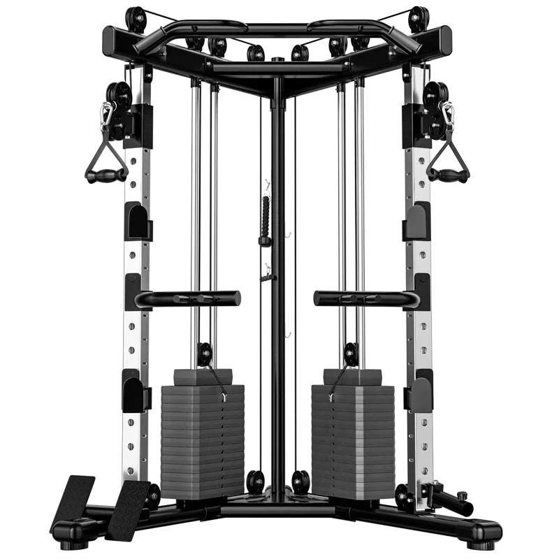 

All-in-One Smith Machine Trainer Home Gym Power Rack for Bench Press & Lat Pulldown