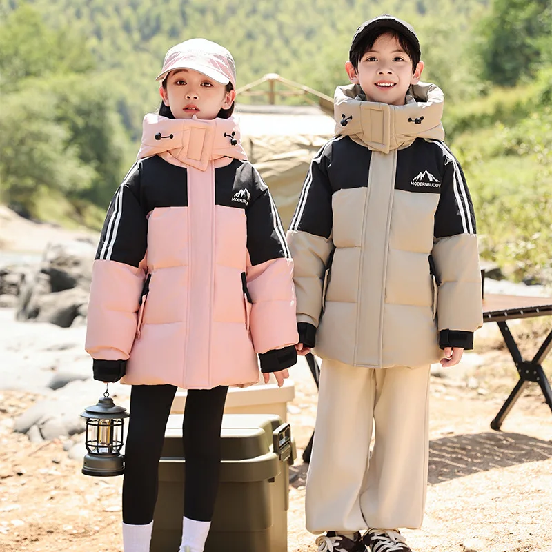 

UNITIM 2025 Winter Children's Girl Puffer Coat 5-12 Years Kids Boys Parka Outerwear Hooded Thick Warm Teenager Girls Down Jacket