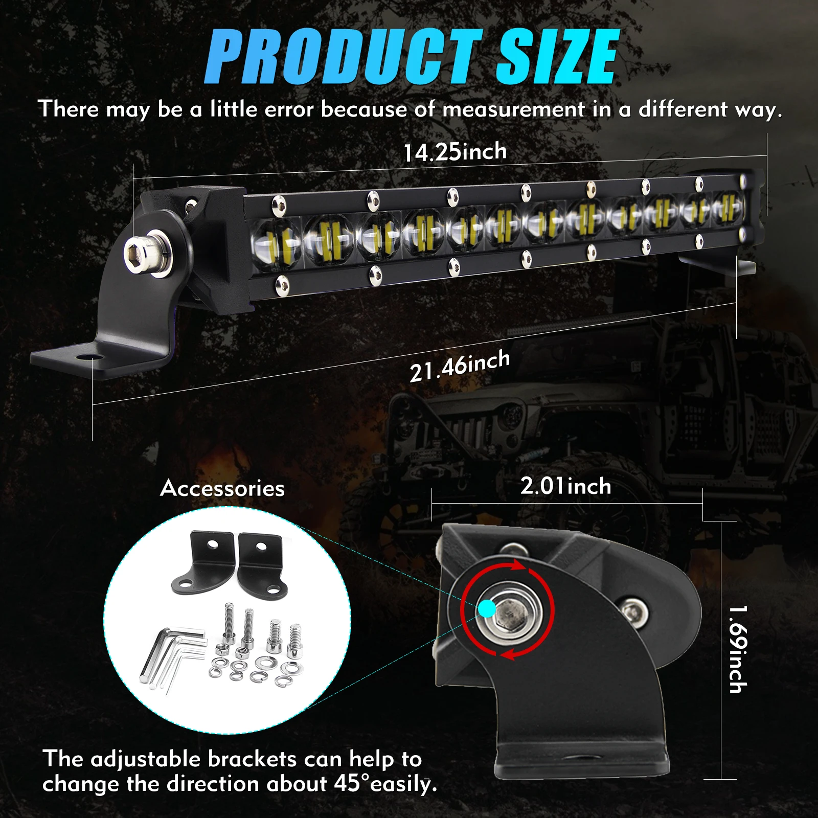 BraveWay LED Work Light Bar 12V 24V for Car Offroad 4x4 Combo Beam Super Slim 8inch 14inch 20inch Tractor Boat Truck SUV ATV 4WD