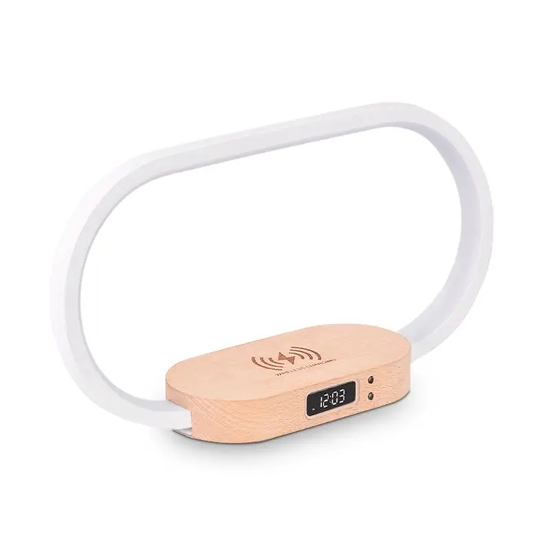 A69emultifunction Wireless Charger Stand Clock LED Desk Lamp Night Light USB Fast Charging Station Dock For Iphone