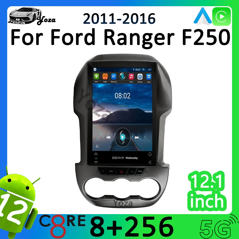 

Автомагнитола Yoza для Ford Ranger F250 2011-2016 Android11, экран Tesla, мультимедийный плеер, GPS-навигация, стандартный Wi-Fi, подарочные инструменты