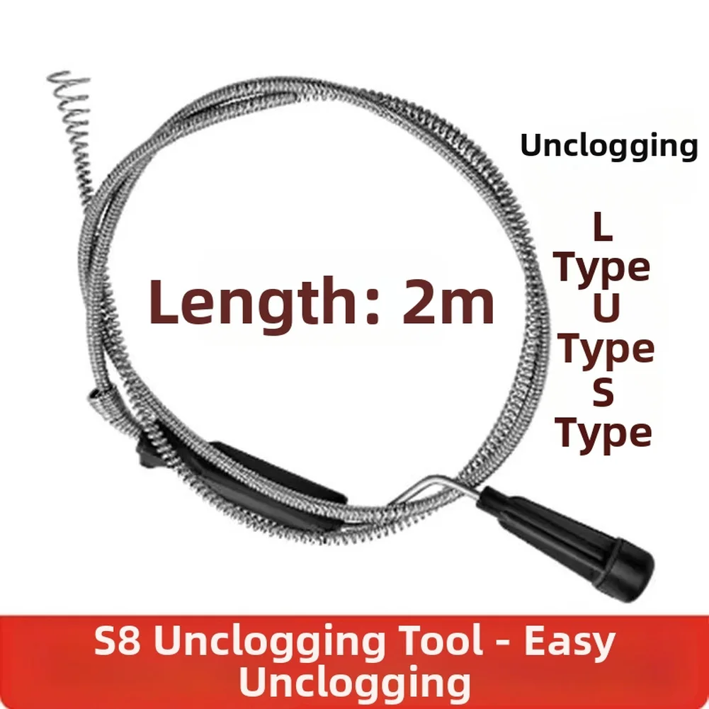 Stainless Steel Hand Cranked Drain Cleaner Flexible Snake Auger for 35mm-100mm Pipes 1.5m 2m 5m Length Options
