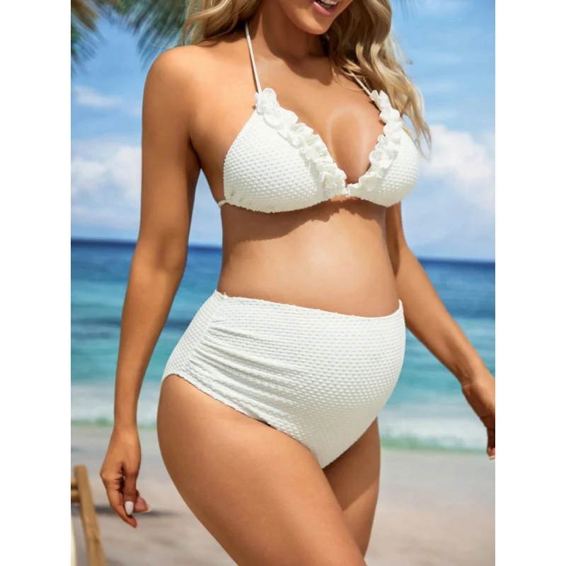 New Sexy Maternity Two-Piece Swimsuit for Women, Three-Piece Skirted Backless Quick-Dry Bikini
