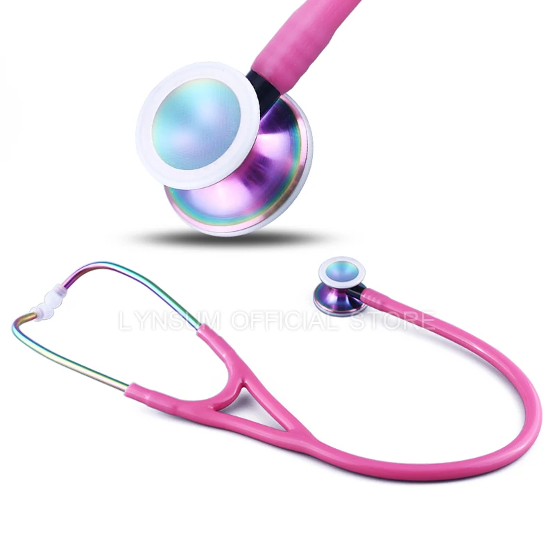 Classic Rainbow Color Medical Portable Professional Clinical Cute Cardiology Stethoscope Health Tool for Nurse Doctor Students