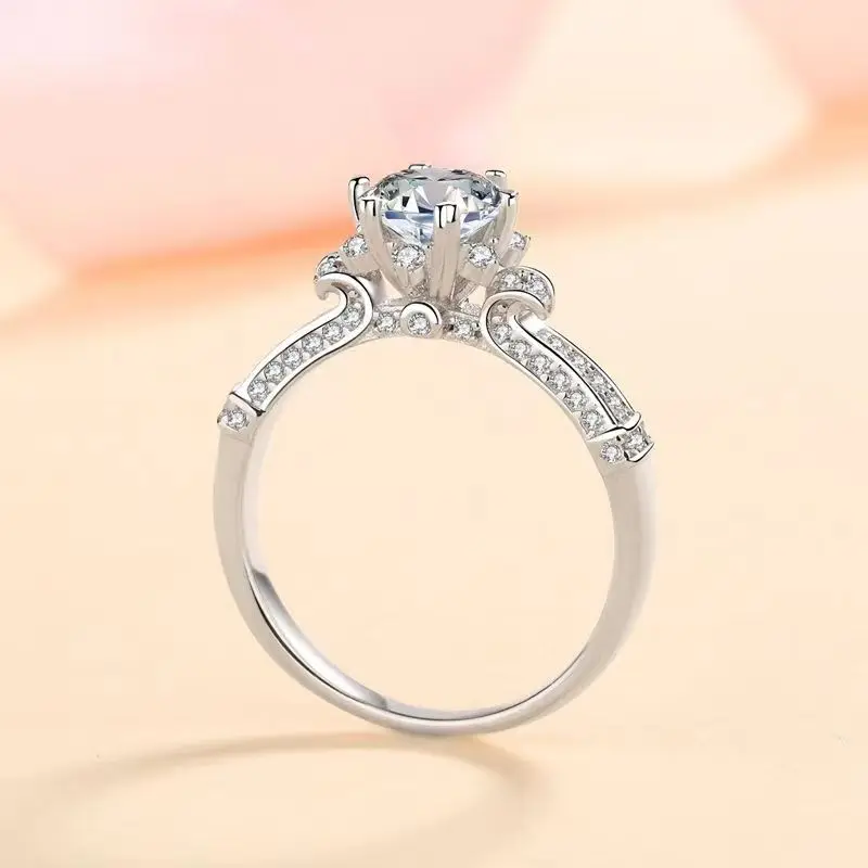 

Snowflake Bouquet Petal Ring 1ct Moissanite Women's PT950 Platinum - Snowflake petals cluster, 1ct sparkle, daily wear