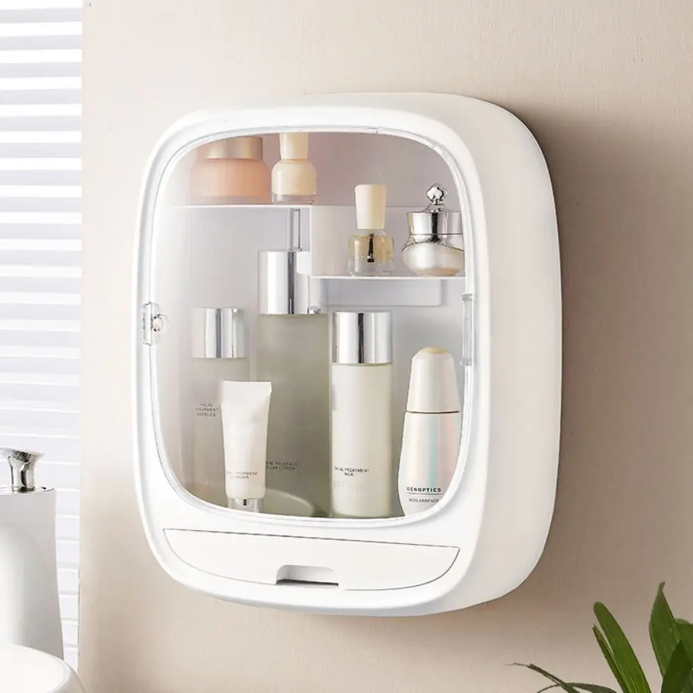 

Waterproof Wall Mounted Storage Box Moistureproof Punch-Free Cosmetic Storage Rack Large Capacity Medicine Holder Shelf