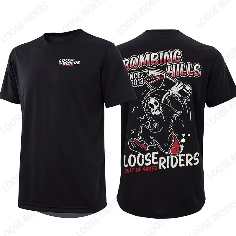 Passende Herren-T-Shirts aus Baumwolle Loose Riders Downhill Jersey Sommer MTB Radsport-Sweatshirt für Männer und Frauen – Detail 2