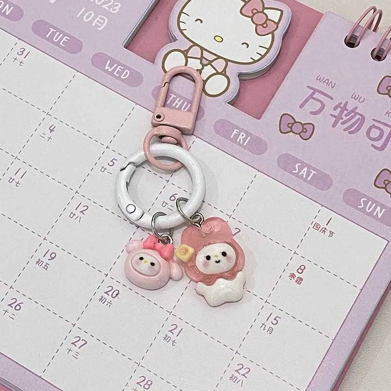 Sanrio Keychain Cartoon Figure Kawaii My Melody Kuromi Cinnamoroll Lucency Keyring Pendant Student Backpack Accessories Gifts