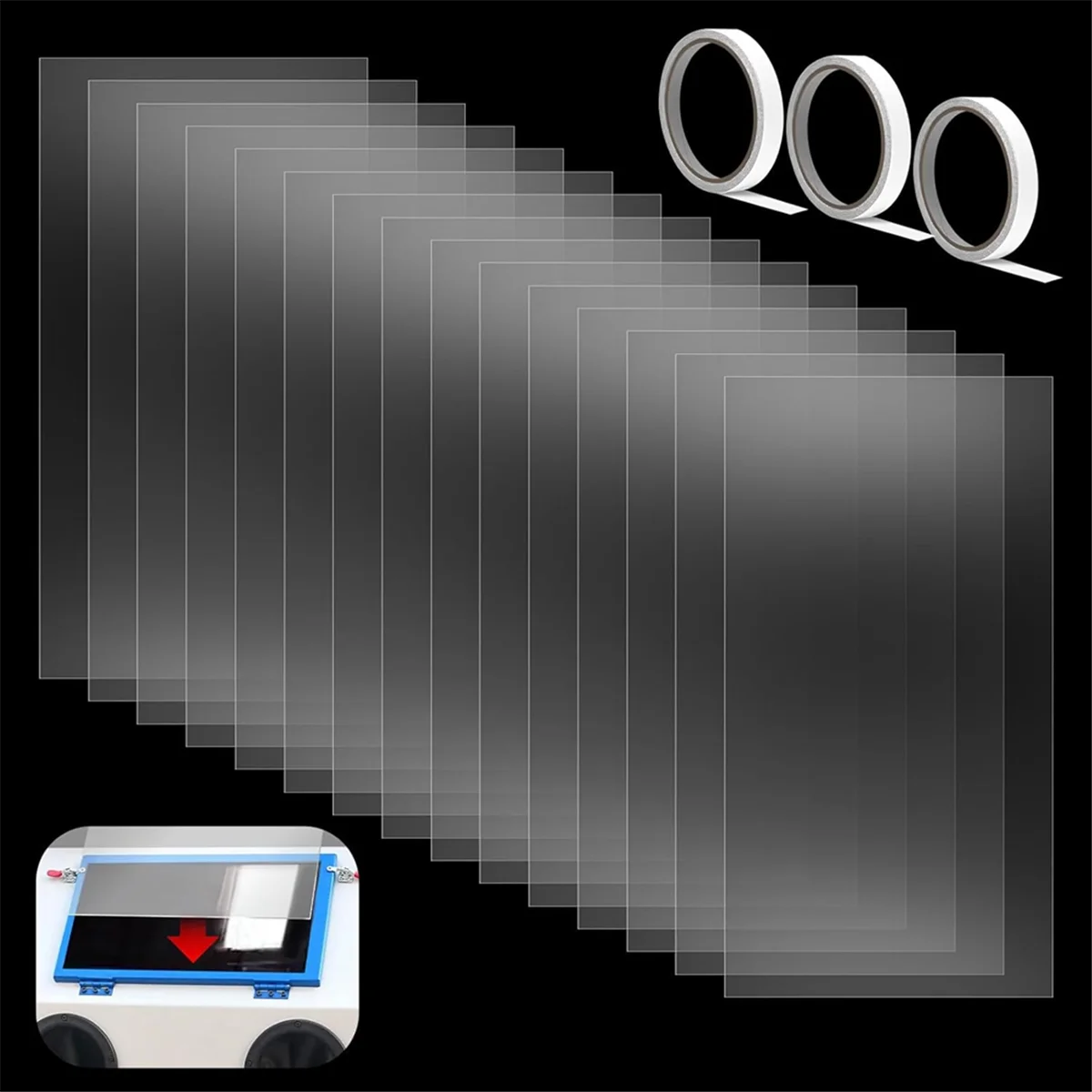 

15PCS Sandblast Cabinet Lens Cover 23x11in Abrasive Window Blasting Cabinet Inner Lens Protector Clear Sand Blast Film