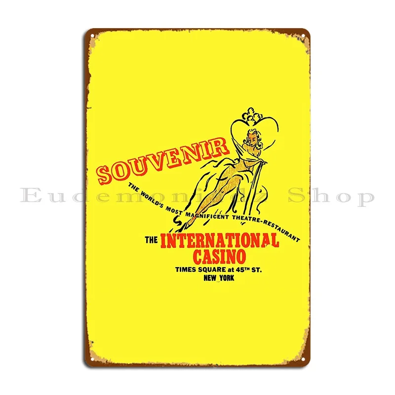 New York International Casino Matchbook Metal Sign Designing Decoration Decoration Wall Mural Create Tin Sign Poster