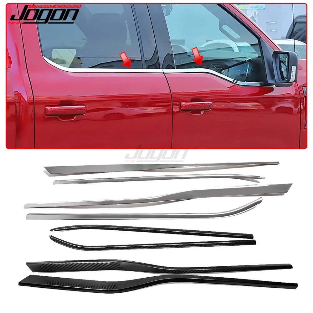 Carbon Fiber Look Window Sill Cover Trim For Ford F150 F-150 Raptor 2015 2016 2017 2018 2019 2020 Exterior Accessories