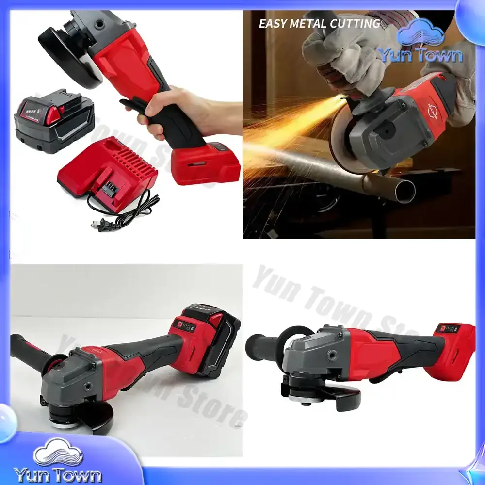for Red Industrial Grade Angle Grinder Set for 18V 50Ah Battery Brushless Cordless Angle Grinder 5 Inch M14 Power Tool Angle