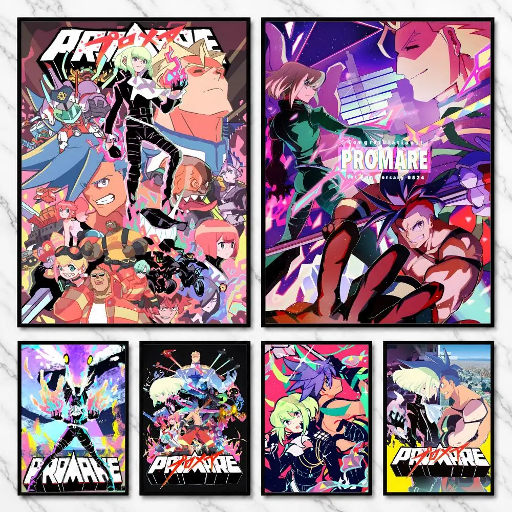 Promare Action Anime Movie Fire Fantasy Visual Adventure Poster Modern Self Adhesive Wall Art Prints for Bedroom Living Room
