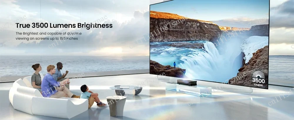 Ultra Short Throw 150 Inch 4K Laser Projector with Android 9.0 Smart TV, 3D Home Theater for Business and Home