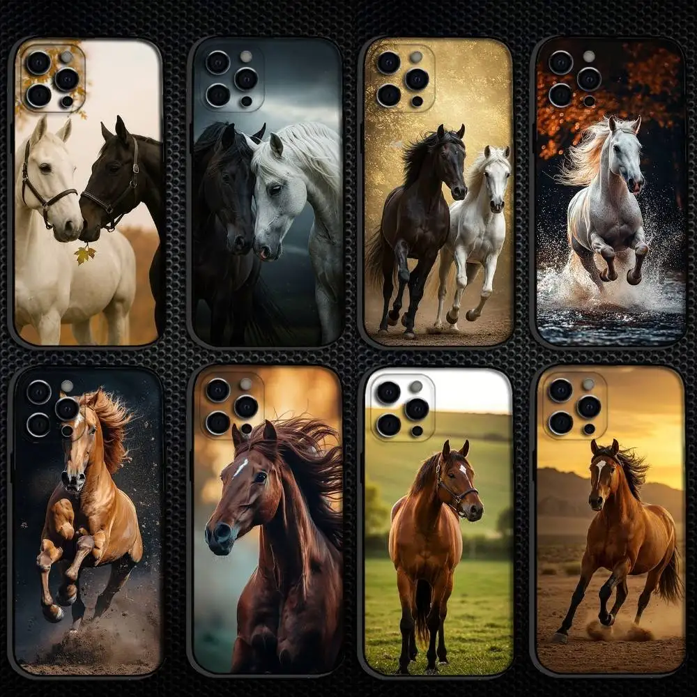 

Cool Horse Phone Case For iPhone 16,15,14,13,12,11 Plus,Pro Max, Others Soft Black Cover