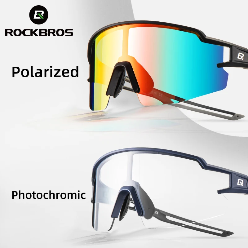 ROCKBROS-Gafas de sol deportivas para hombre y mujer, gafas fotocromáticas para ciclismo, lentes polarizadas con marco incorporado para miopía