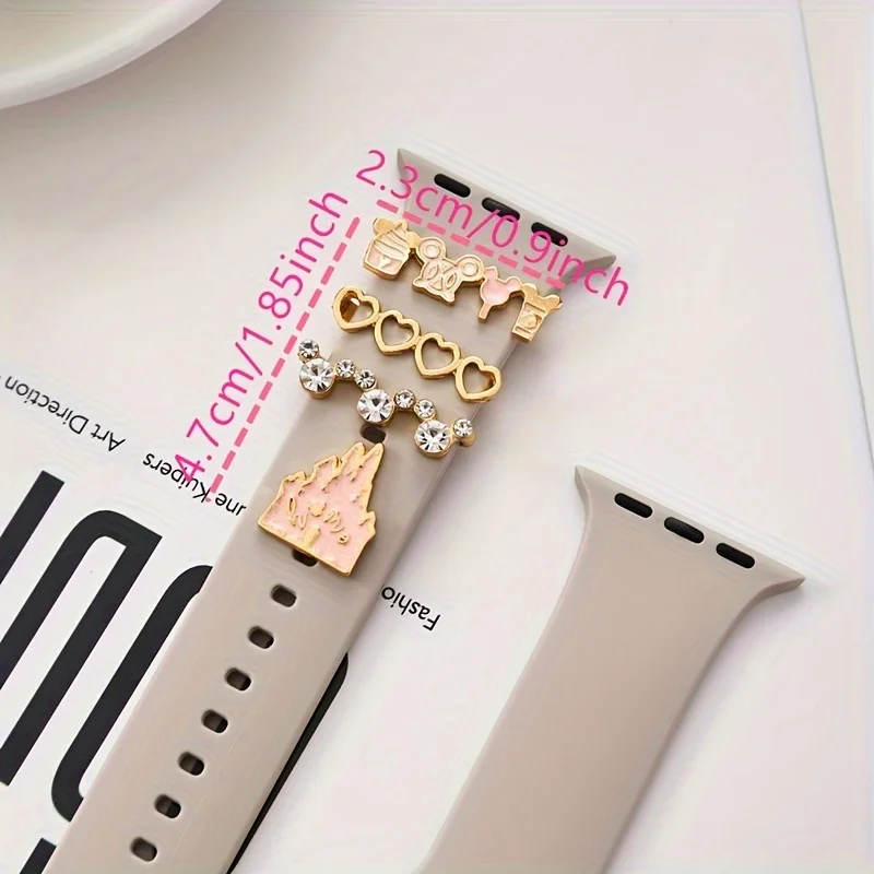 حلقة تزيين حزام الساعة الكرتونية لساعة أبل وزخرفة قلعة لساعة Iwatch وإكسسوارات المجوهرات هدية عيد الميلاد