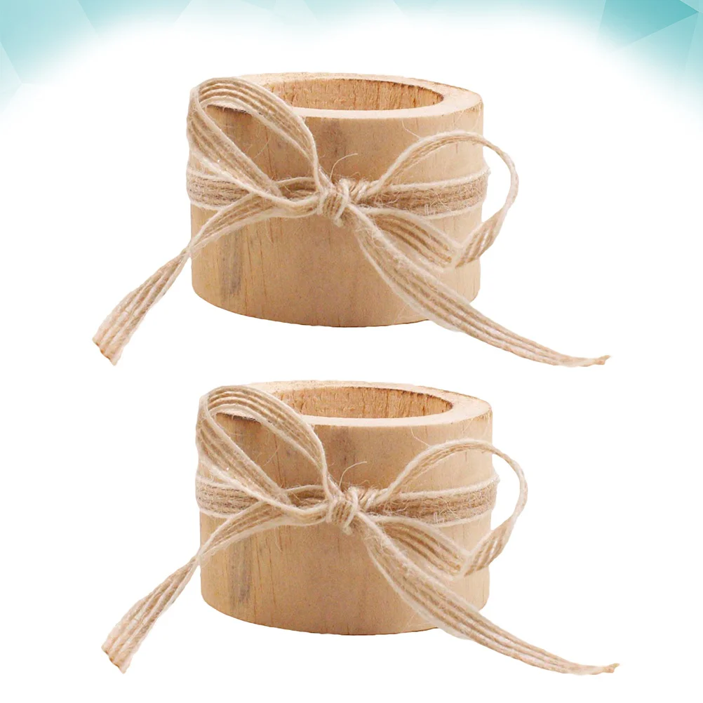 

2pcs Wooden Holder Cylinder Shape Premium Wood Craftsmanship For Home Decor Table Centerpiece Desktop Ornament Festival