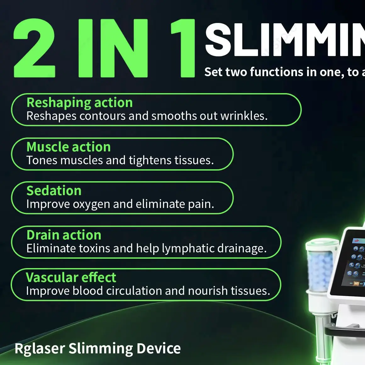 Dual Screen 2IN1 Laser Slim Device 532nm 635nm Inner Ball Roller Body Contouring Skin Lifting Beauty Machine