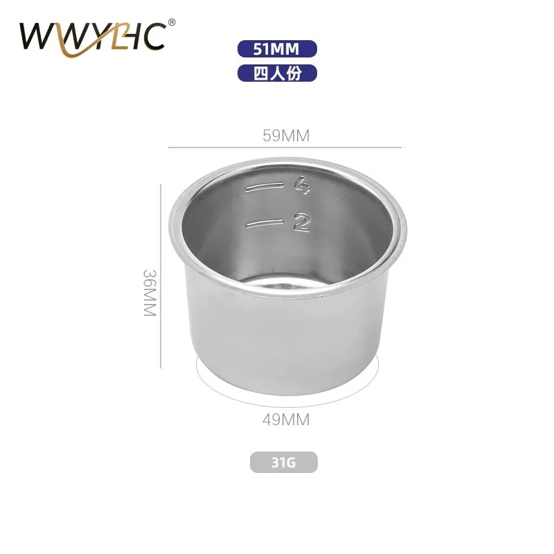 Suitable for Stainless Steel Powder Bowl Coffee Machine, Single and Double Powder Cup Brewing Head Filter Without Bottom Handle