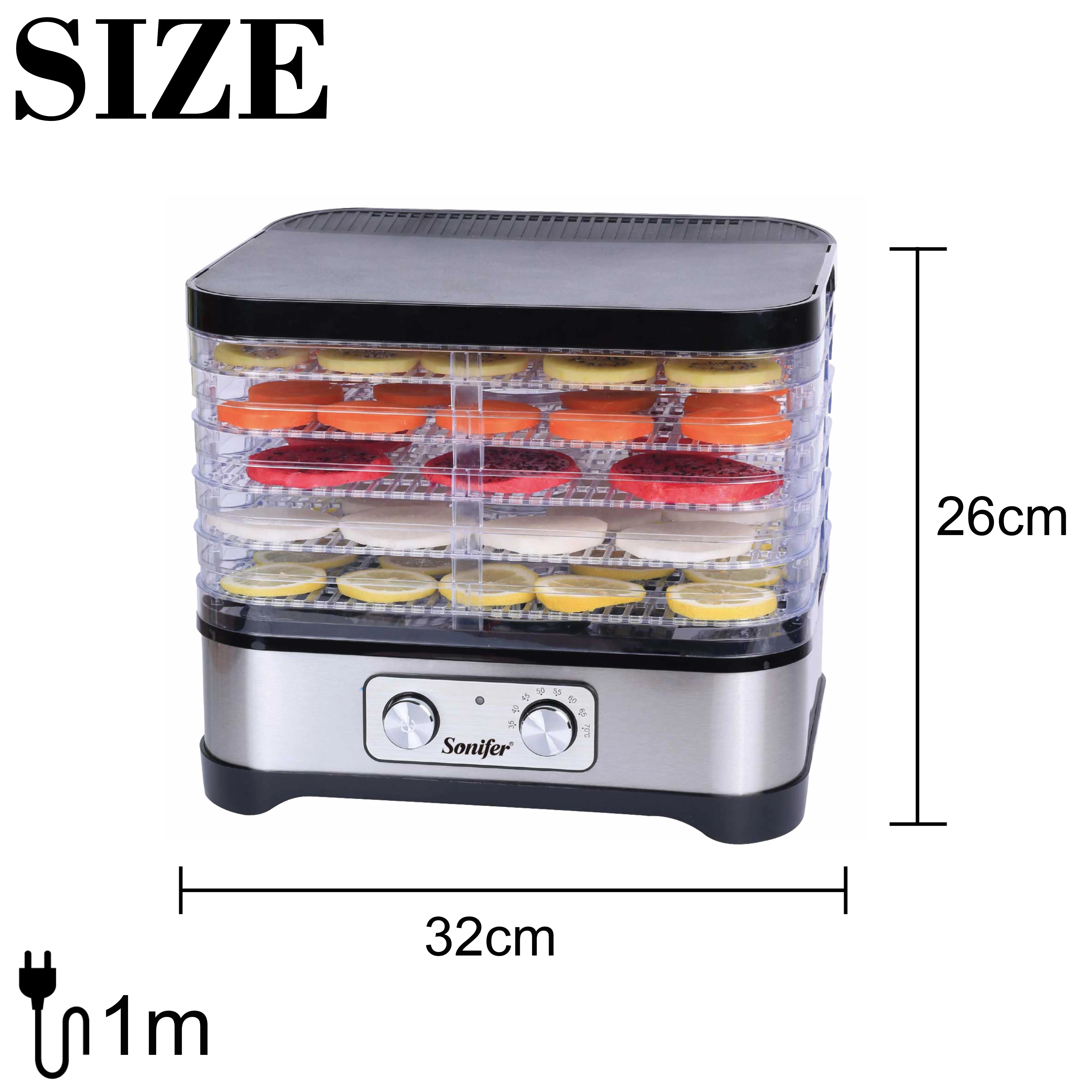 BPA FREE 5 Trays Food Dryer Dehydrator with Digital Timer and Temperature Control for Fruit Vegetable Meat Beef Jerky Sonifer