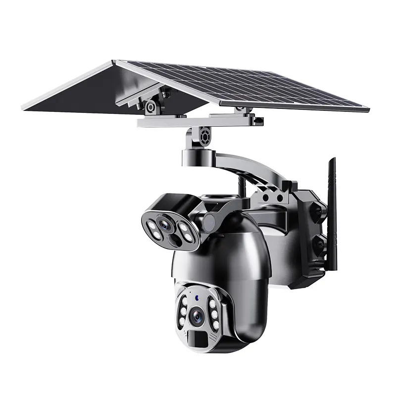 Good Q6Max 6MP Dual Lens Wifi 4G Sim Card Panel Outdoor Big Solar Power Ptz Outdoor Cameras for Family