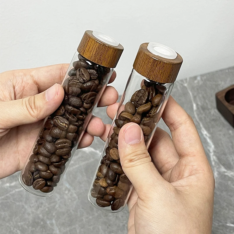 Coffee Beans Storage Container Display Rack Tea Tube Bottle Glass With Breathable Lid Espresso Accessory Tool Barista Coffeware