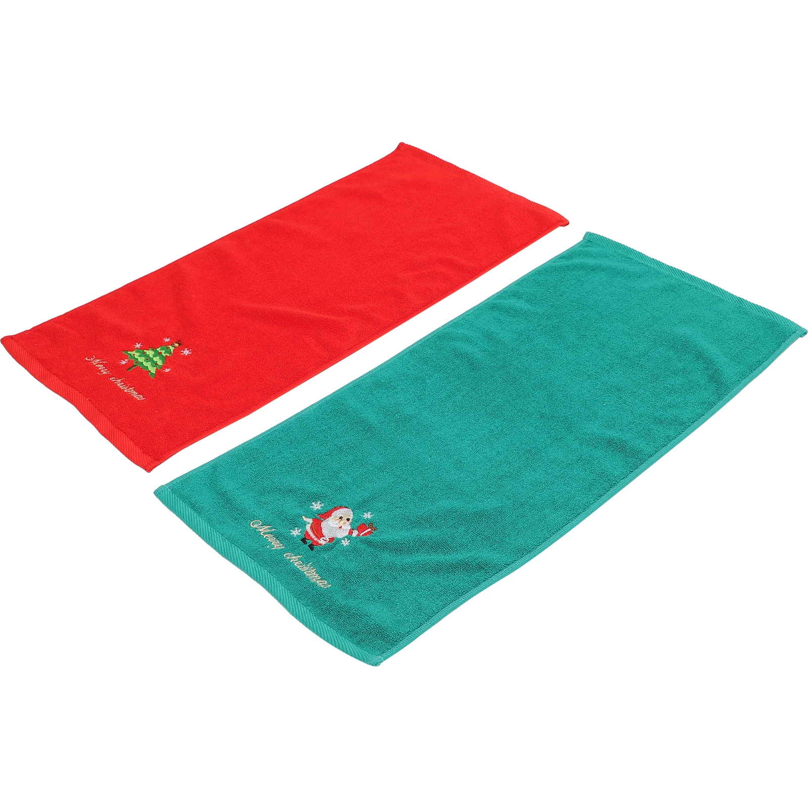 

2 Pcs Cotton Embroidered Towel Gift Christmas Decoration Holiday Guest Towels Bath