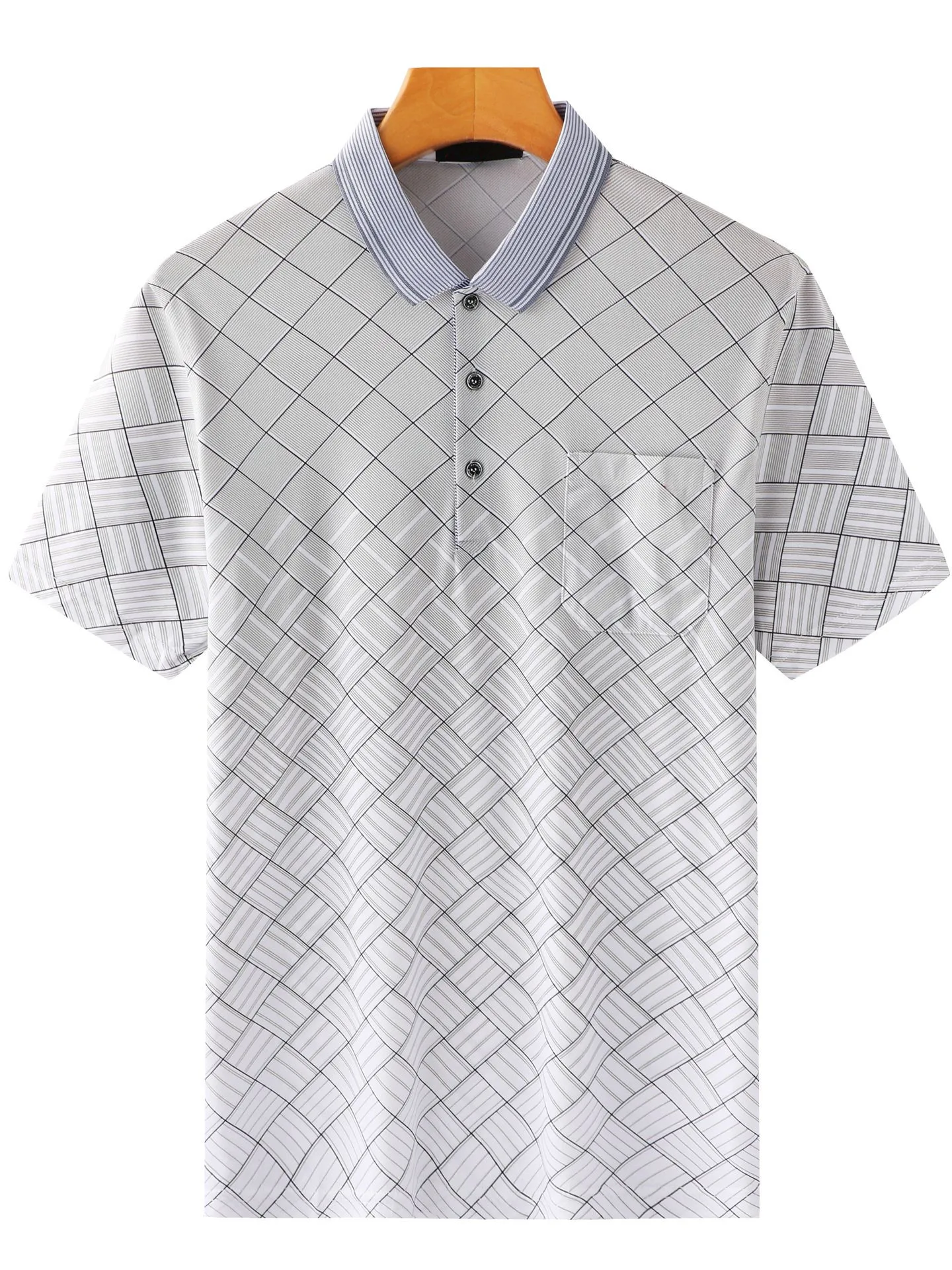 Loose Ice Silk Short Sleeve T-Shirt for Dad Summer Fashion Urban Style Breathable Anti-static Anti-pilling Lightweight Men's Top