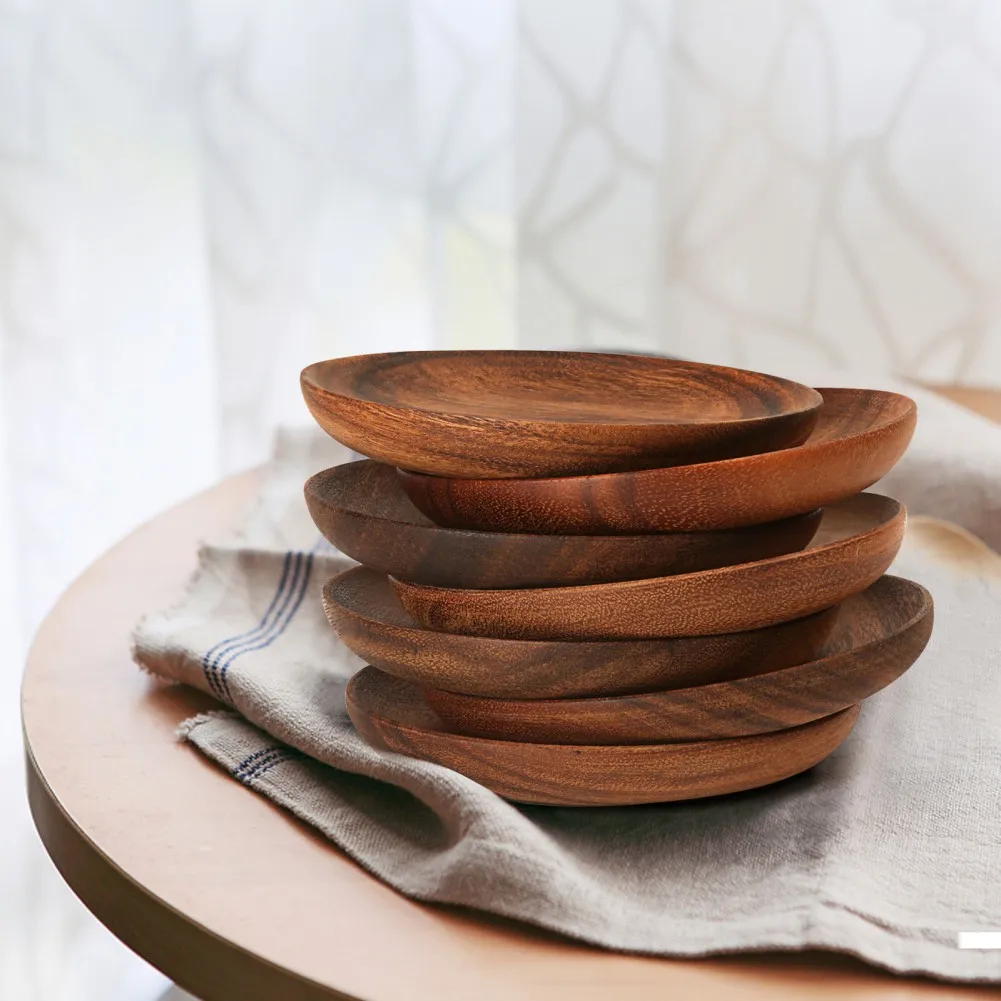 Wooden Plates Round Dinner Plates Tray Wooden Serving Platters for Home Decor, Food, Vegetables, Fruit, Charcuterie