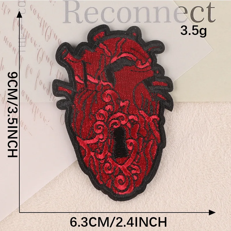 Aufnäher zum Aufnähen für Kleidung, Herz, Eisen, bestickt, schmelzbar, thermoadhäsive Designer-Mochila, Transfers de Con, Plancha, Stoffjeans – Detail 6