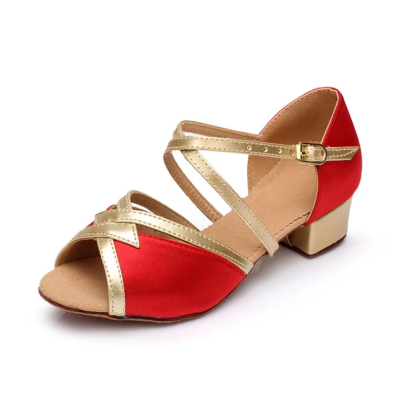 Latin Dance Shoes Ladies Dance Shoes Tango Salsa Jazz Girl Ballroom Professional Dance Shoes Satin Black Blue