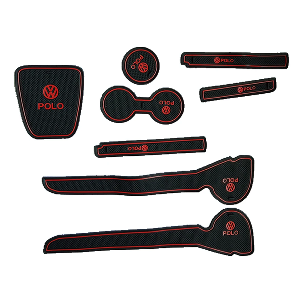 

Car Door Groove Mats For VW Volkswagen Polo 2009-2016 Anti-Slip Gate Slot Cup Mat Interior Accessories Red 9PCS