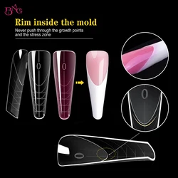 BNG 150Pcs/box Dual Forms Nails for French Manicure Acrylic Mold for Nail Extension Rim Inside The Mold Arched Almond Nail Forms